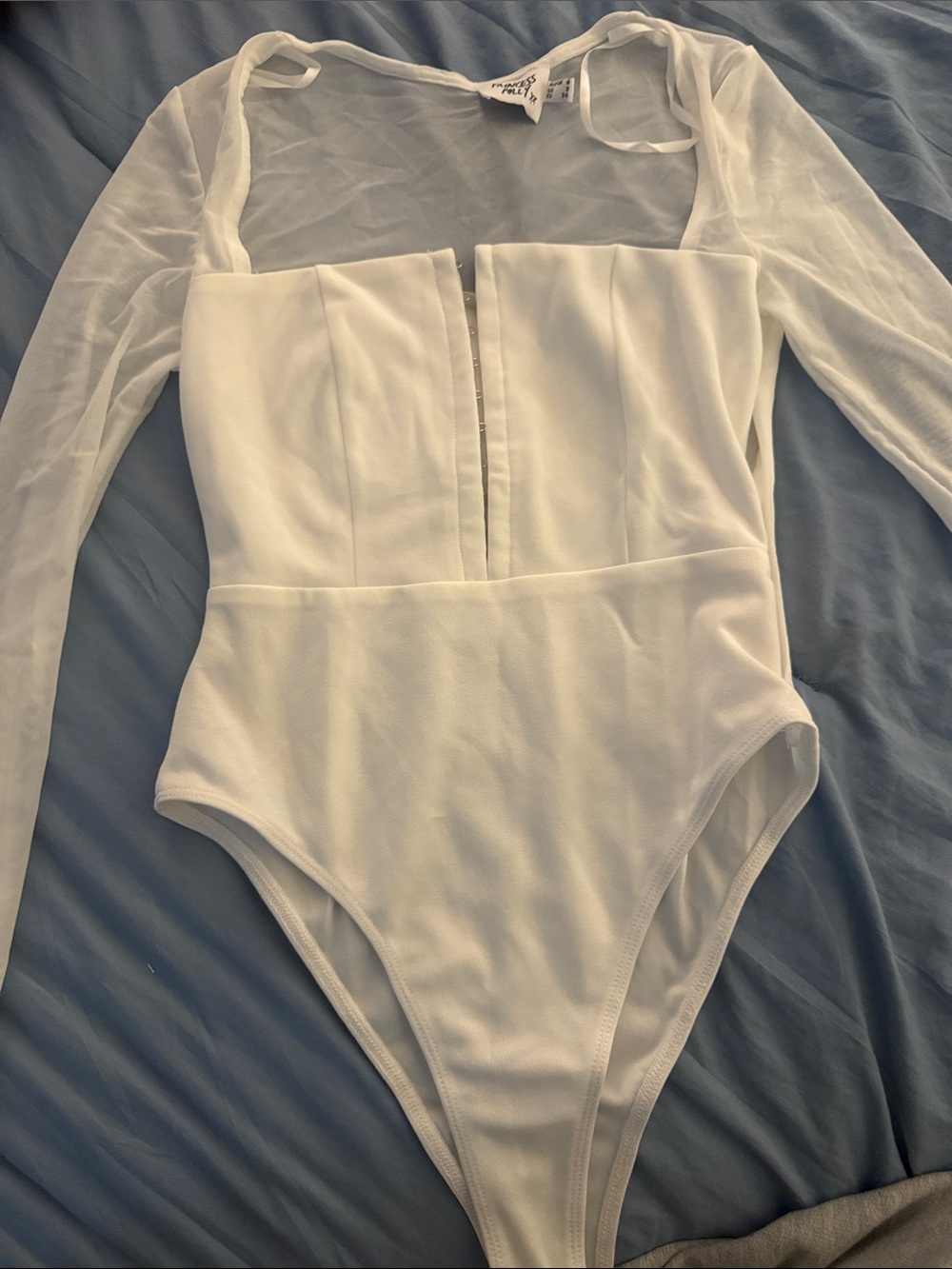 Princess Polly White Long-Sleeve bodysuit
